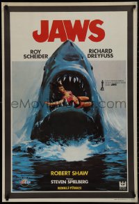 9k0239 JAWS Turkish 1981 best different art of classic man-eating shark with sexy girl in mouth!