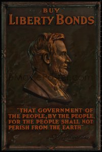 9k0298 BUY LIBERTY BONDS 20x30 WWI war poster 1917 classic profile image of Abraham Lincoln!