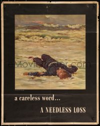 9k1186 CARELESS WORD A NEEDLESS LOSS 22x28 WWII war poster 1943 Anton Fischer art of fallen sailor!
