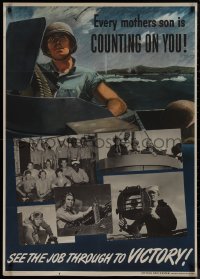 9k0102 EVERY MOTHERS SON IS COUNTING ON YOU 29x40 WWII war poster 1944 cool images of fighting men!