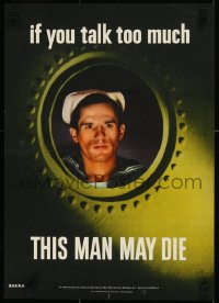 9k0291 THIS MAN MAY DIE 14x20 WWII war poster 1942 if you talk too much, Valentino Sarra photo, rare!