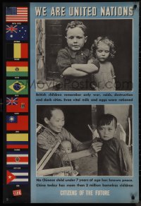9k0294 WE ARE UNITED NATIONS 27x35 WWII war poster 1944 photographs taken from Life magazine!