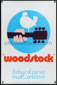 9k1109 WOODSTOCK teaser 1sh 1970 classic rock & roll concert, great Arnold Skolnick artwork, rare!