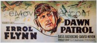 9m0001 DAWN PATROL linen 24sh 1938 incredible art of WWI pilot Errol Flynn & airplanes, beyond rare!