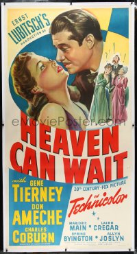 9m0036 HEAVEN CAN WAIT linen 3sh 1943 art of Gene Tierney & Don Ameche, Ernst Lubitsch, ultra rare!
