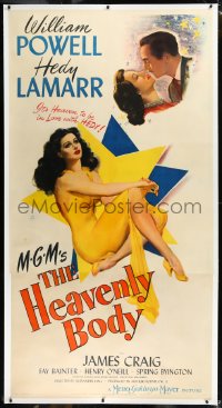 9m0037 HEAVENLY BODY linen 3sh 1944 William Powell, it's heaven to be in love with Hedy Lamarr, rare!