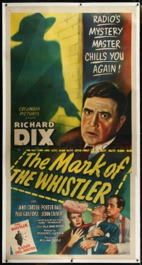 9m0042 MARK OF THE WHISTLER linen 3sh 1944 Richard Dix, William Castle, radio's mystery master, rare!