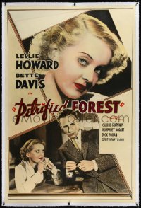 9m0010 PETRIFIED FOREST linen Meloy Bros 40x60 1936 Bette Davis headshot c/u & w/Leslie Howard, rare!