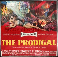 9m0005 PRODIGAL linen 6sh 1955 incredible art of Biblical Lana Turner & Edmond Purdom, ultra rare!