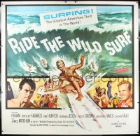 9m0006 RIDE THE WILD SURF linen 6sh 1964 Fabian, ultimate poster for surfers to display on their wall!