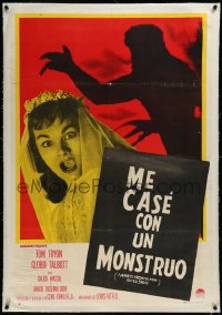 9m0307 I MARRIED A MONSTER FROM OUTER SPACE linen Argentinean 1958 Gloria Talbott & alien shadow!