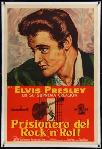 9m0308 JAILHOUSE ROCK linen Argentinean 1957 cool c/u art of rock & roll king Elvis Presley, rare!