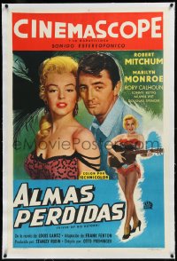 9m0311 RIVER OF NO RETURN linen Argentinean 1954 sexy Marilyn Monroe w/ guitar & Mitchum, different!