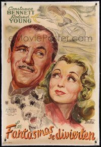 9m0315 TOPPER TAKES A TRIP linen Argentinean R1940s Venturi art of Constance Bennett & Roland Young!