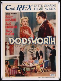 9m0342 DODSWORTH linen pre-war Belgian 1936 William Wyler, Walter Huston, Mary Astor, ultra rare!