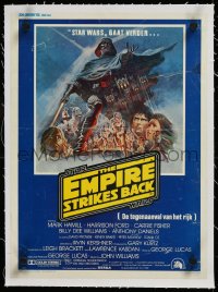 9m0354 EMPIRE STRIKES BACK linen Belgian 1980 George Lucas sci-fi classic, cool artwork by Tom Jung!