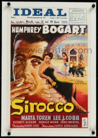 9m0371 SIROCCO linen Belgian 1951 best art of smoking Humphrey Bogart & sexy Marta Toren!
