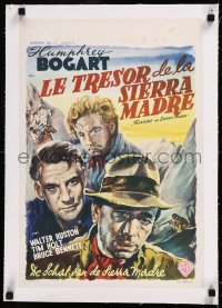 9m0372 TREASURE OF THE SIERRA MADRE linen Belgian 1948 Wik art of Humphrey Bogart, Tim Holt & Huston!