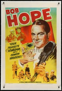 9m0455 BOB HOPE linen 1sh 1940s art of your favorite comedian in a comedy knockout, ultra rare!