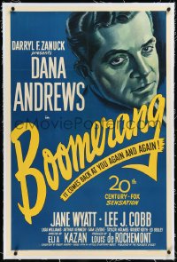 9m0458 BOOMERANG linen 1sh 1947 great close up art of Dana Andrews, Elia Kazan directed film noir!