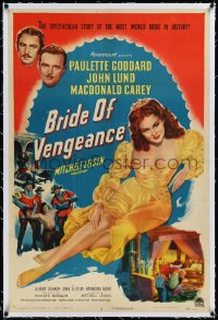 9m0463 BRIDE OF VENGEANCE linen 1sh 1949 full-length sexy Paulette Goddard, John Lund, Carey