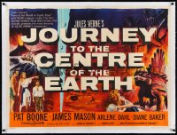 9m0322 JOURNEY TO THE CENTER OF THE EARTH linen British quad 1959 Jules Verne, different art, rare!