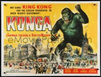 9m0323 KONGA linen British quad 1961 great art of giant angry ape terrorizing city by Reynold Brown!