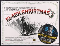 9m0325 SILENT NIGHT EVIL NIGHT/OUT OF SEASON linen British quad 1975 Black Christmas, different art!