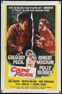 9m0472 CAPE FEAR linen 1sh 1962 Gregory Peck, Robert Mitchum, Polly Bergen, classic film noir!