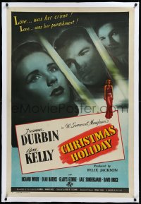 9m0481 CHRISTMAS HOLIDAY linen C 1sh 1944 Deanna Durbin & Gene Kelly play against type in film noir!