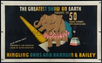 9m0009 RINGLING BROS & BARNUM & BAILEY linen 36x60 circus poster 1942 Kauffer elephant art, rare!