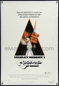 9m0486 CLOCKWORK ORANGE linen 1sh 1972 Stanley Kubrick, Castle art of Malcolm McDowell, R-rated!