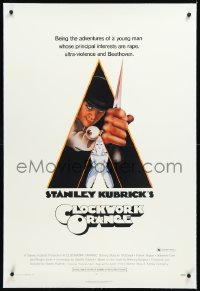 9m0487 CLOCKWORK ORANGE linen X-rated 1sh 1972 Stanley Kubrick, Castle art of Malcolm McDowell!