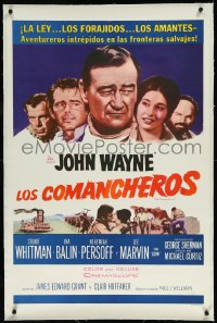9m0490 COMANCHEROS linen Spanish/US 1sh 1961 John Wayne, Stuart Whitman, directed by Michael Curtiz!