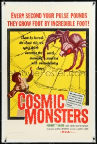 9m0495 COSMIC MONSTERS linen 1sh 1958 cool art of giant spider with terrified woman in its web!