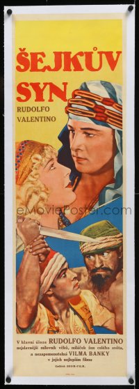 9m0241 SON OF THE SHEIK linen Czech 12x38 R1930s different images of Rudolph Valentino, ultra rare!