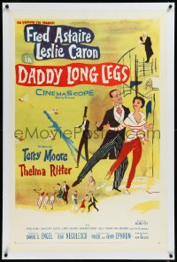 9m0499 DADDY LONG LEGS linen 1sh 1955 Jean Negulesco, art of Fred Astaire dancing with Leslie Caron!