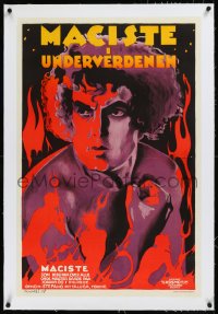 9m0261 MACISTE IN HELL linen Danish 1928 incredible different K. Wenzel art of Pagano & devils, rare!