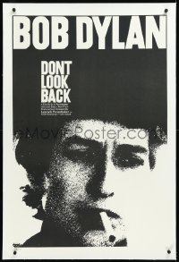 9m0510 DON'T LOOK BACK linen 1sh 1967 D.A. Pennebaker, super c/u of Bob Dylan with cigarette in mouth!