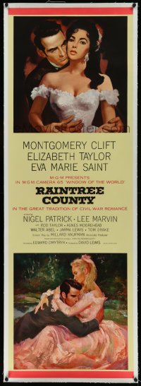 9m0158 RAINTREE COUNTY set of 4 linen door panels 1957 Elizabeth Taylor, Clift, Saint, ultra rare!