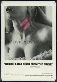 9m0513 DRACULA HAS RISEN FROM THE GRAVE linen 1sh 1969 Hammer, c/u of sexy girl with bandaged neck!
