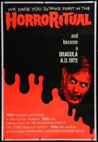 9m0014 DRACULA A.D. 1972 linen 40x60 1972 Hammer, great dayglo image of Christopher Lee!