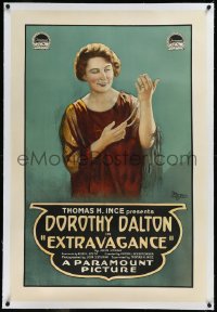 9m0522 EXTRAVAGANCE linen 1sh 1919 Dorothy Dalton's spending ruins Wall Street husband, ultra rare!