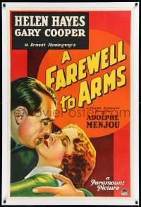9m0523 FAREWELL TO ARMS linen style B 1sh 1932 great art of Gary Cooper & Helen Hayes, ultra rare!