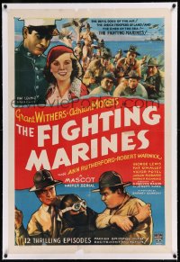 9m0527 FIGHTING MARINES linen 1sh 1935 Grant Withers, Adrian Morris, whole serial, very rare!