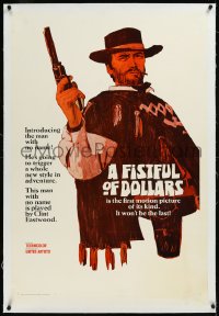 9m0530 FISTFUL OF DOLLARS linen teaser 1sh 1967 introducing the man with no name, Clint Eastwood!