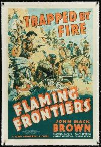 9m0531 FLAMING FRONTIERS linen chapter 6 1sh 1938 great art of cowboys & Indians, Trapped By Fire!