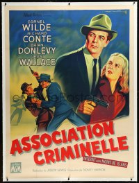 9m0070 BIG COMBO linen French 1p 1956 Soubie art of Cornel Wilde & Jean Wallace, classic noir, rare!