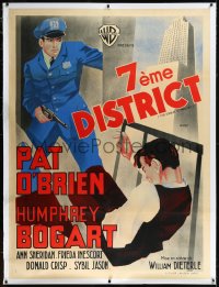 9m0079 GREAT O'MALLEY linen French 1p R1940s different art of Pat O'Brien, no Bogart, ultra rare!