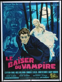 9m0083 KISS OF THE VAMPIRE linen French 1p 1963 Hammer, different horror art by Guy Gerard Noel!